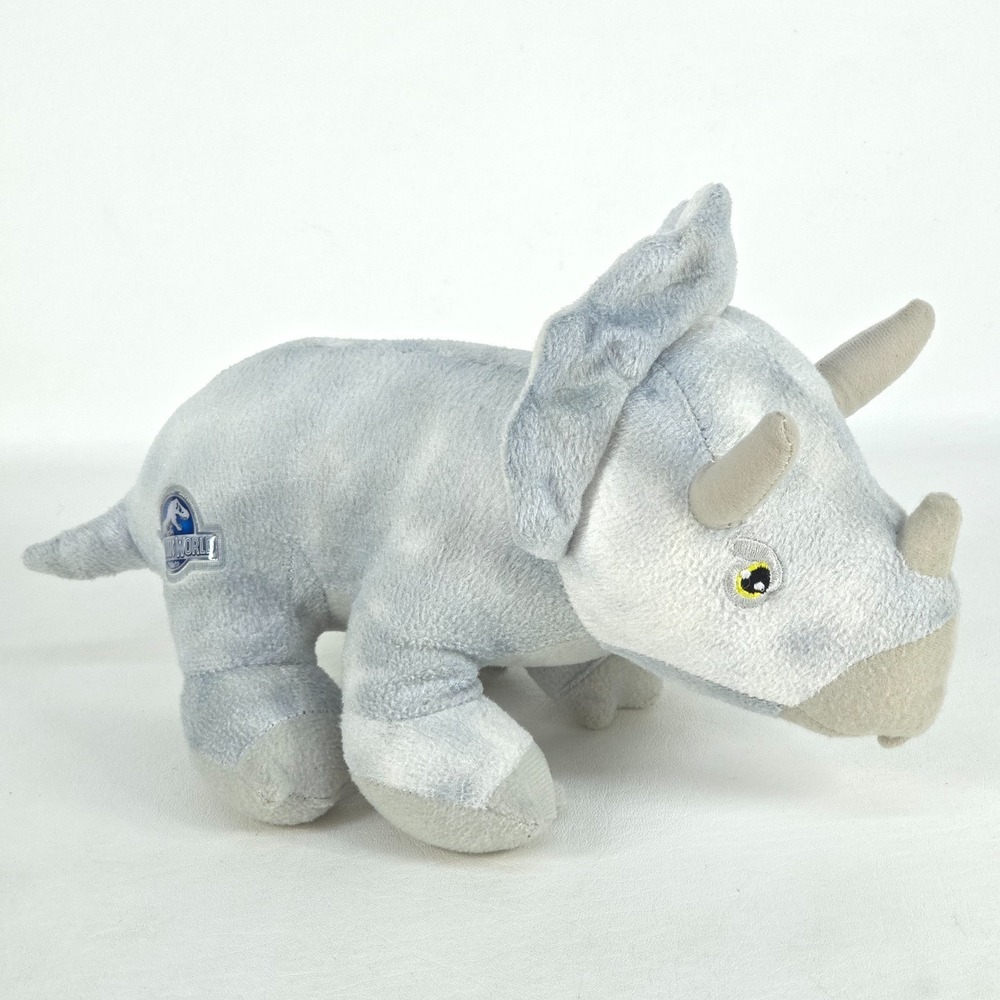 Jurassic World Triceratops Plush Dinosaur Medium Gray Blue Soft 2018 Cuddly Cute